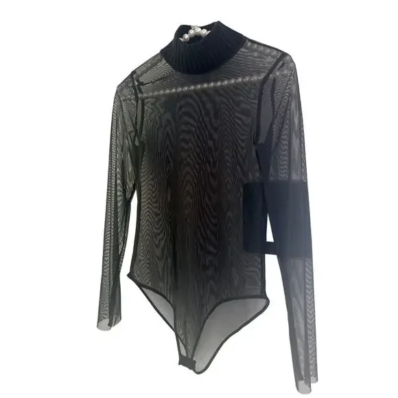 Zara black mesh bodysuit Size S - Picture 4 of 8